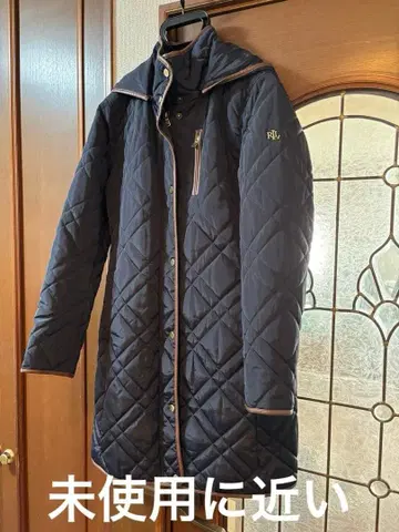 네이비 퀼팅 롱 자켓 후드 부착