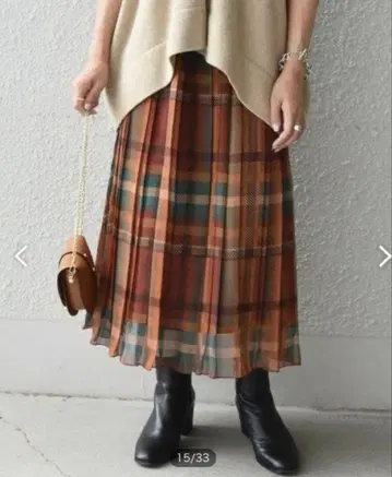 [ SHIPS any ] SPRINTEX 체크 플리츠 스커트