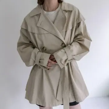 베이지 숏 트렌치코트