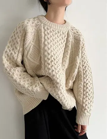 selectmoca 니트 빈티지라이크 케이블 니트