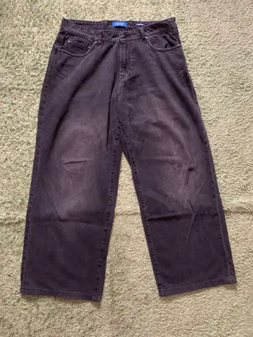 런던 데님 다크 그레이 배기 데님