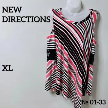 NEW DIRECTIONS [ XL ] 스트라이프 긴팔 오픈 숄더 셔츠