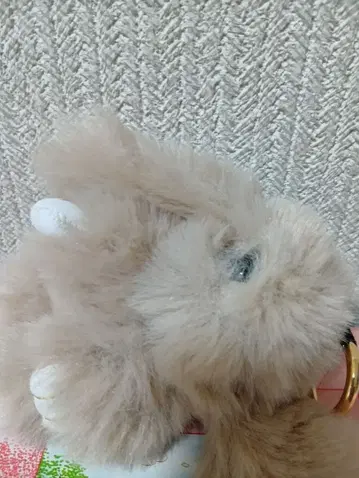 새상품 복슬복슬 퍼 참 키링 베이지