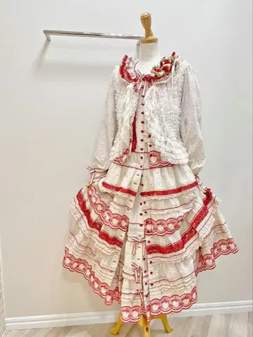 PINK HOUSE 도트 로터리 프린트 원피스 아이보리