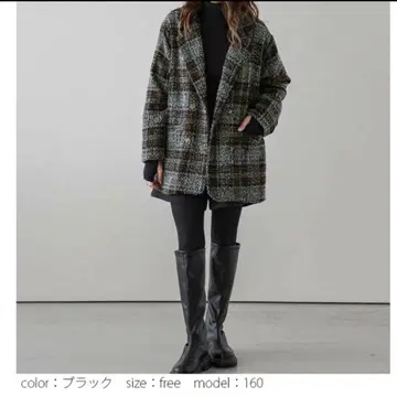 AMELY 체크 무늬 체스터 코트