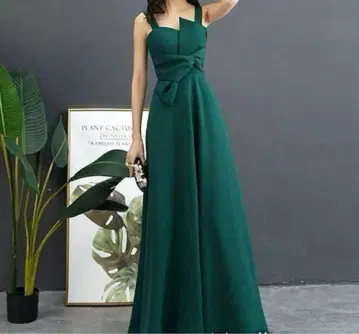 새상품급/두꺼운 원단 연주회/발표회/사회/파티/무대/촬영/컬러 그린/롱