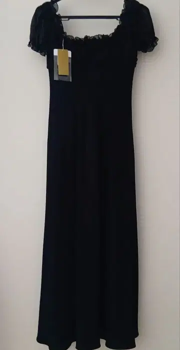 블랙 롱 드레스 레이스 리본 초커 포함