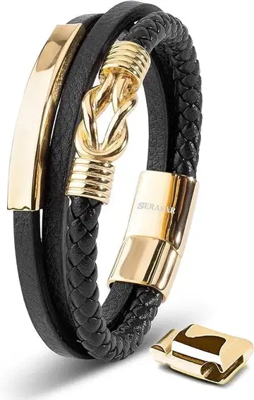 SERASAR 뜨개질 가죽 팔찌