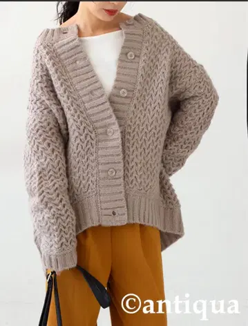 antiqua [ patterntorso ] 니트 가디건 그레이쉬 베이지