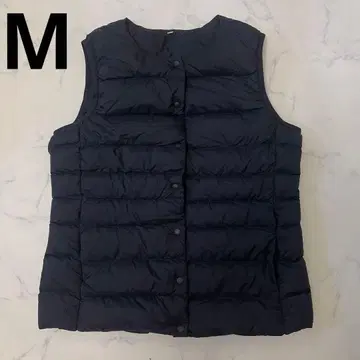 새상품급 무인양품/MUJI 노카라 다운 베스트 포켓터블 M 블랙