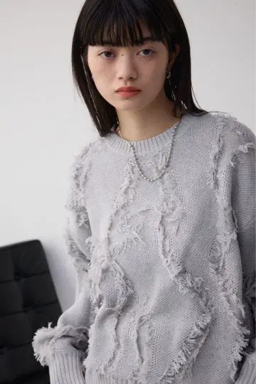 AZUL by moussy 프린지 니트 그레이