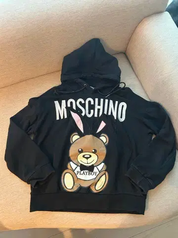 MOSCHINO PLAYBOY 테디베어 후드티 블랙