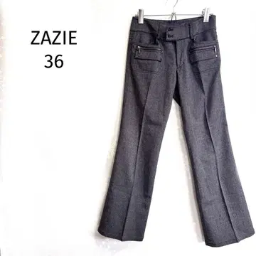 자지 테이퍼드 팬츠 헤링본 무늬 울 혼방 지퍼 포켓 깔끔한