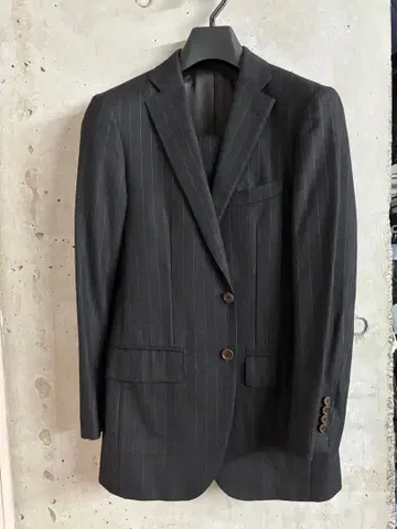 블랙 스트라이프 Beams 제작 가을/겨울 수트 3버튼 단회전 본 겉옷