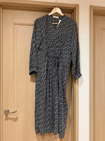 RAG'S CHANGE 프린트 긴팔 셔츠 원피스 블랙 프리 사이즈