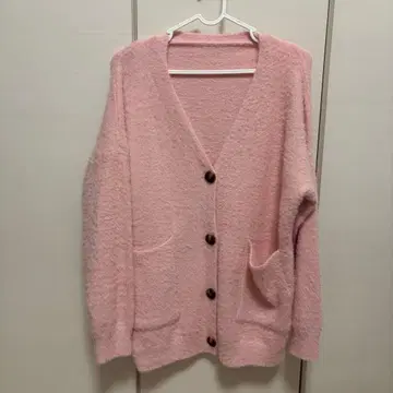 핑크 V넥 가디건