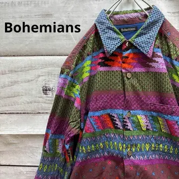 Bohemians 올 패턴 셔츠 레이온 혼방 멋짐 개성 구하기 어려움