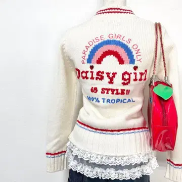 y2k 00s DAISY LOVERS 로고 자수 드라이버 니트 새상품