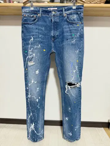 페인트 ZARA MAN 데미지 가공 데님 팬츠 청바지 남성용
