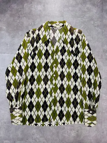 70's VINTAGE STYLESETTER 아가일 무늬 긴팔 셔츠 S