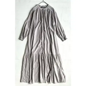 YECCA VECCA 개더 롱 원피스 라이트 그레이 프리 사이즈