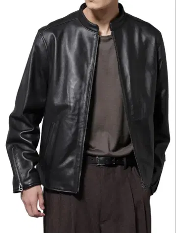 [나노 유니버스] 밴드 카라 가죽 싱글 라이더 자켓