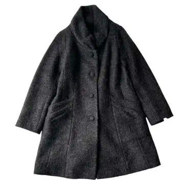 모헤어 울 코트 다크 그레이 어른 심플
