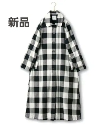 미사용 새상품 써니클라우드 PON 체크 코트 원피스 화이트 블랙