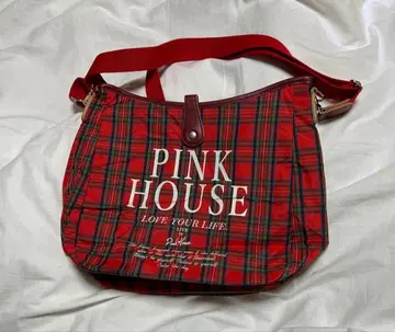 익명 배송/핑크하우스 타탄 체크 패턴 숄더백