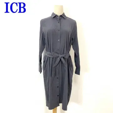 ICB 긴팔 셔츠 원피스 끈 벨트 포함 그레이 7 C2127