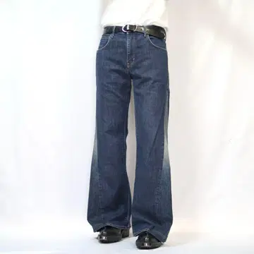 [ 리메이크 ] 재구축 루즈 플레어 데님 배기 와이드 인디고