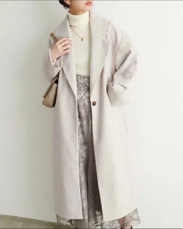 natural couture 니트 모사 소매 턱 체스터 코트