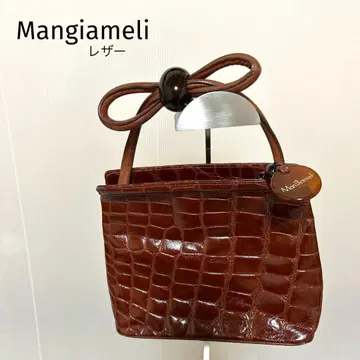 [만자메리] 크로커다일 패턴 가죽 핸드백 브라운 리본 브랜드