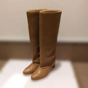 [ SESTO ] 와이드 샤프트 미들 힐 롱 부츠 카멜 새상품급