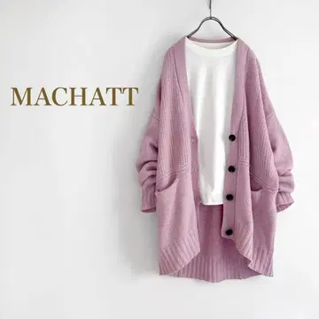 MACHATT 램스울 니트 가디건 핑크