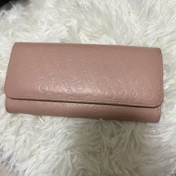 JIMMY CHOO 로고 핑크 가죽 장지갑