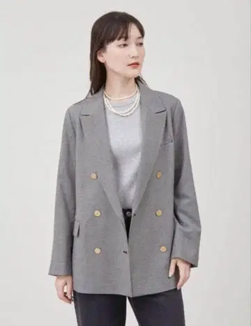 미라 오웬 금장 버튼 더블 브레스트 자켓 하운드투스 체크