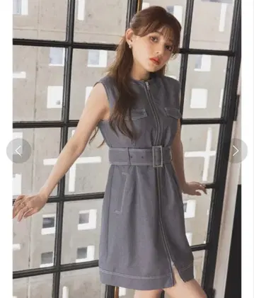 LIPSERVICE 프론트 ZIP 민소매 원피스