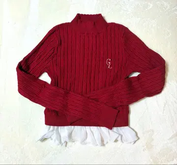 [ 당일 발송 ] 빨간색 리브 짜임 터틀넥 스웨터