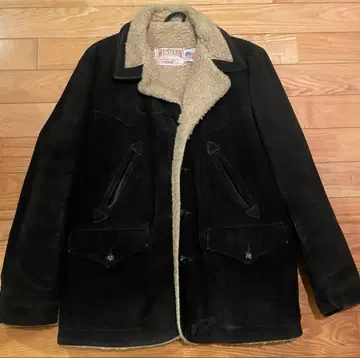 SCHOTT 천연 가죽 스웨이드 보아 런치 코트 블랙