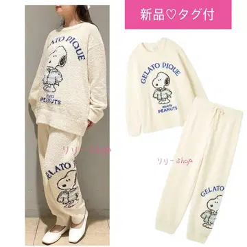 택 포함 새상품 스누피 자카드 풀오버 & 롱 팬츠