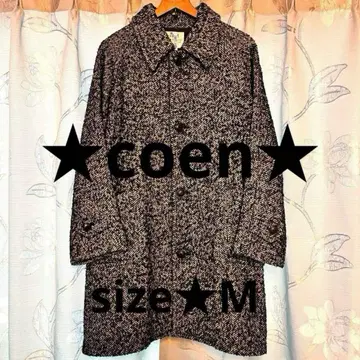 coen 오버코트 코트 스탠 칼라 래글런 소매 헤링본 무늬 M