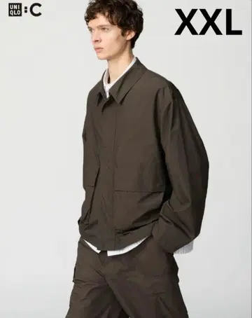 미사용품 유니클로C 코튼 숏 블루종 다크 브라운 XXL