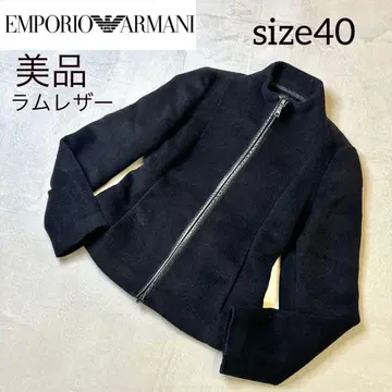 [ 새상품급 ] 엠포리오 아르마니 지퍼 블루종 램 가죽 L 블랙 아우터