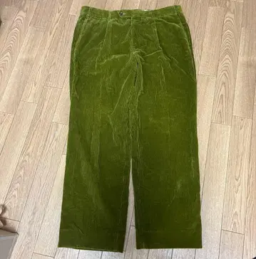 WINDSOR 코듀로이 와이드 레그 슬랙스 올리브 그린