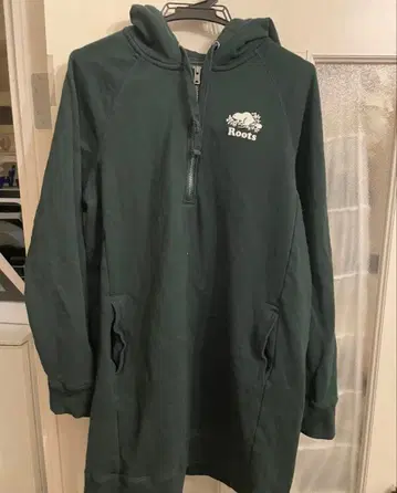 Roots 다크 그린 롱 후드티