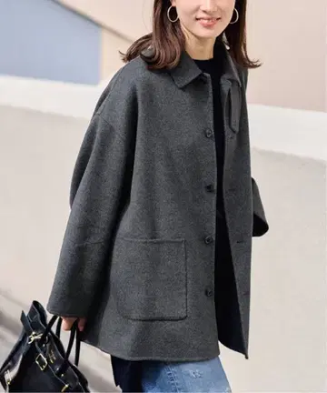 새상품 FRAMeWORK 해밀턴 발칼라 미들 코트 그레이 38