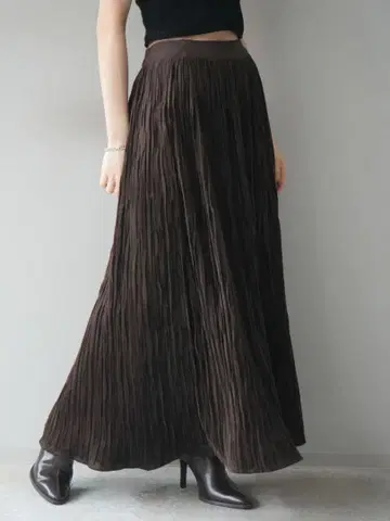 lumier 스웨이드 와셔 플리츠 스커트/brown