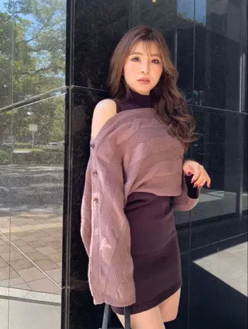 LIP SERVICE 케이블 버튼 니트 앙상블 원피스