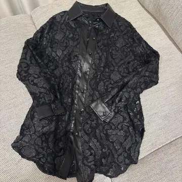 AMERI 블랙 레이스 셔츠 S